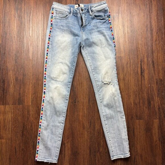 Driftwood Jackie Skinny Jeans Light Wash rainbow stripe Women’s Size 26